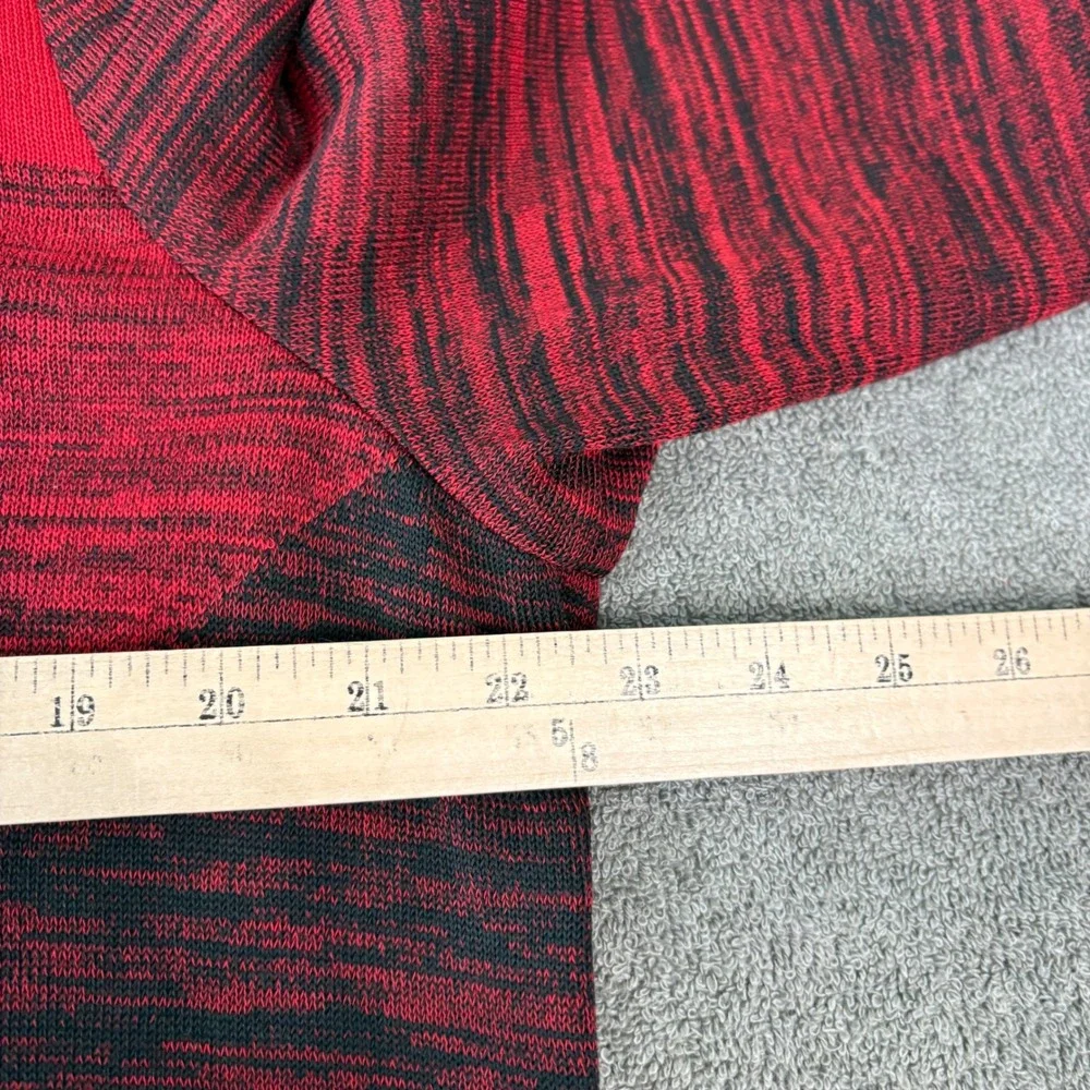 Ming Wang Knit Dress Womens Size Large Red Gray Colorblock Sheath 3/4 Sleeve Mod
